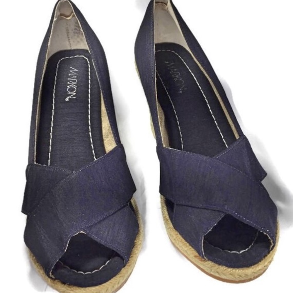 Espadrille wedge Markon"GIO" shimmer fabric  heels